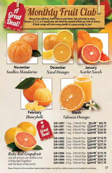 Fruit of the Month Clubs , 4 Months of Citrus deliveries - Hyatt Fruit Company of Indian River County, Florida
