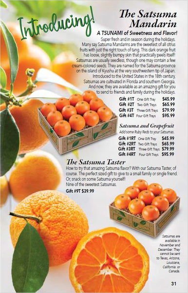 Satsuma Mandarins shipping in 1, 2, 3 or 4 tray size options.