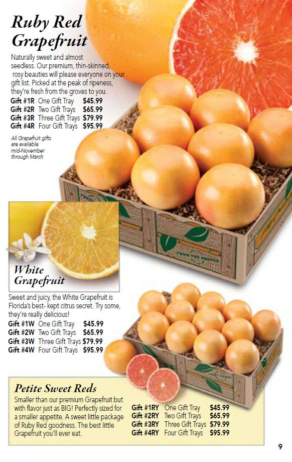 Small Ruby Red Grapefruit gifts on catalog page for Hyatt Fruit Company of Indian River County, Florida