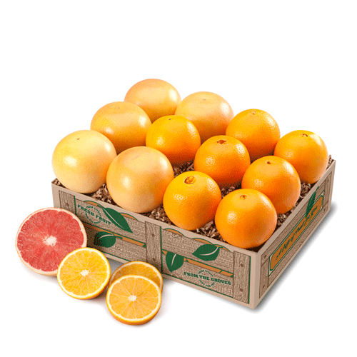 7 Florida Navel Oranges with 5 Ruby Red Grapefruit gift box.