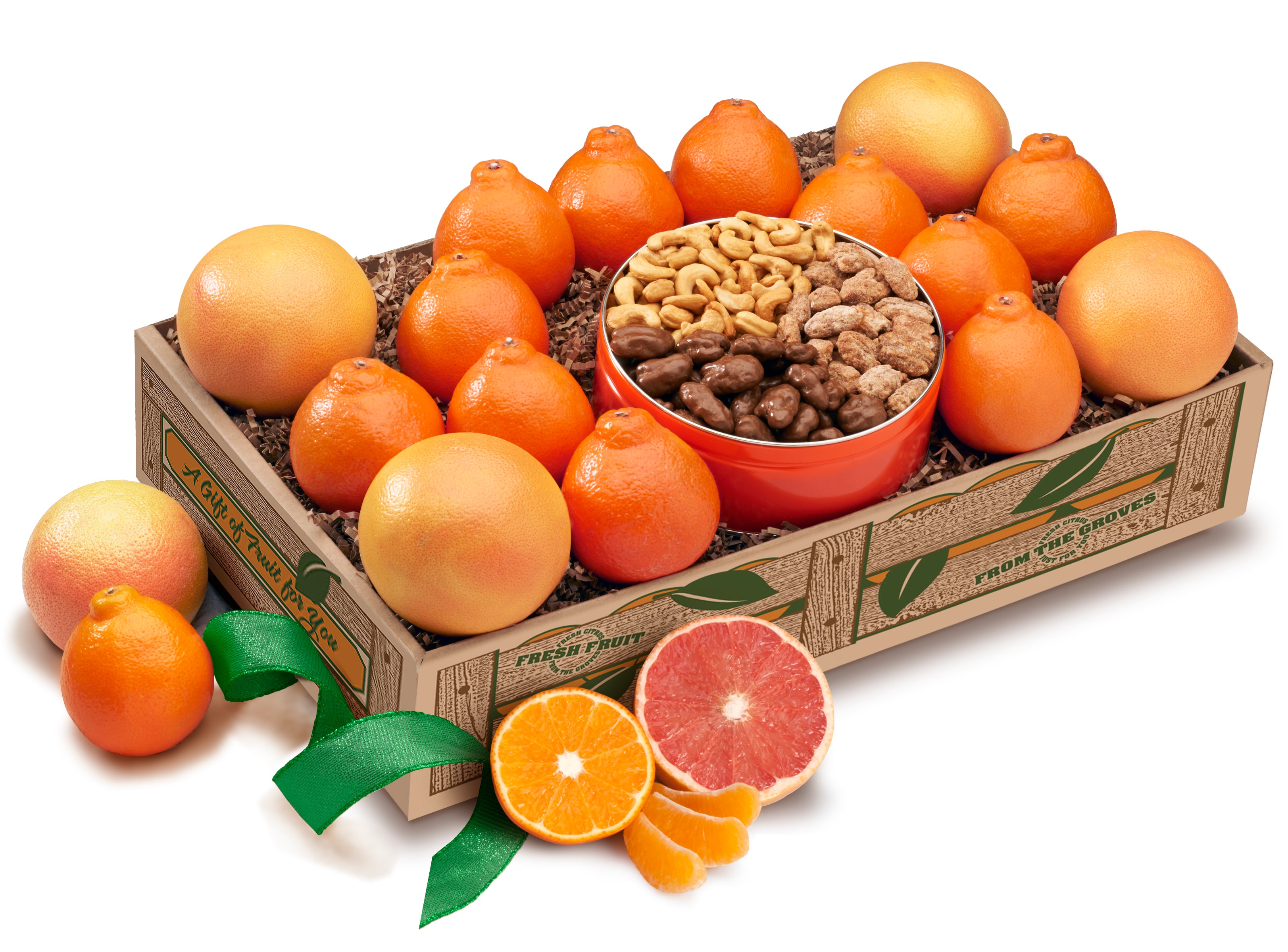 Honeybells and Grapefruit and Nuts Mix - Hyatt's Florida Oranges and Ruby Reds Gift Baskets. 