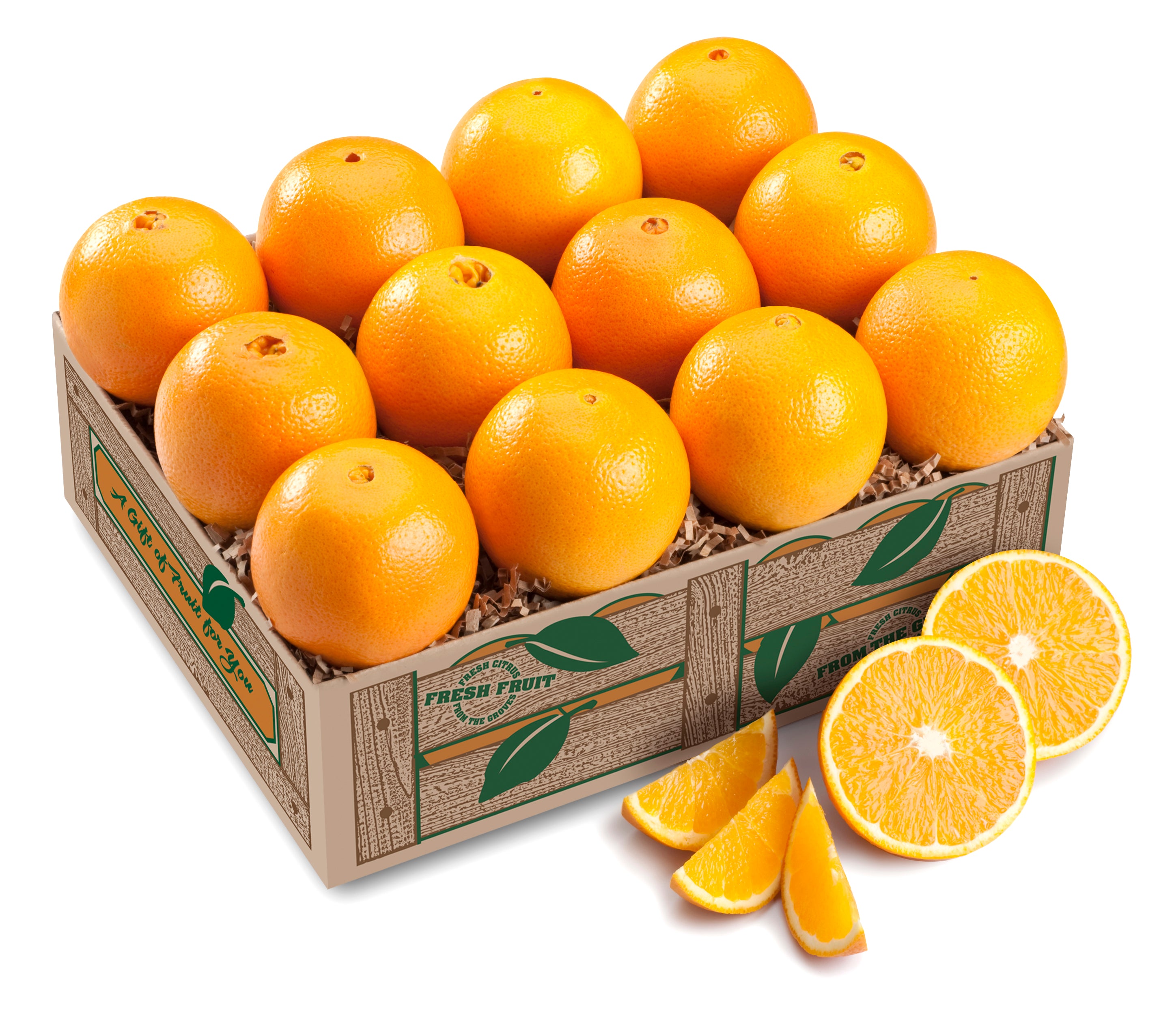 Florida Mavel Oranges in a fresh fruit gift box from Hyatt Fruit Company of Indian River County